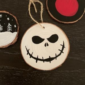 Jack Skellington Ornament - Wood Disc/Hand Painted